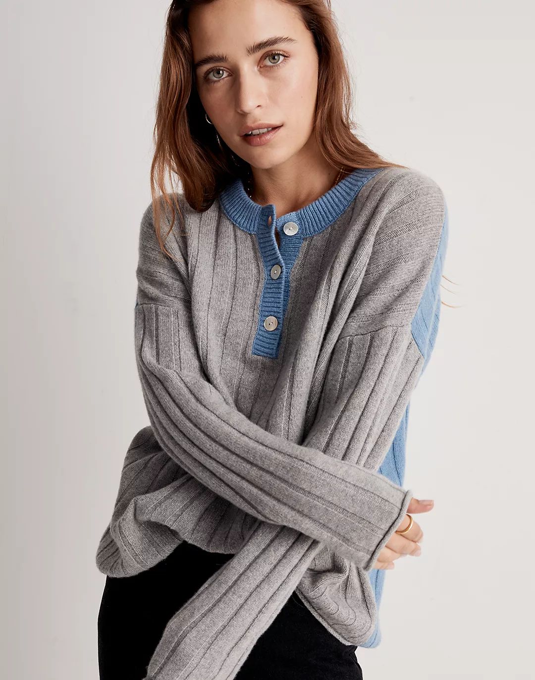 Madewell x Donni  (Re)sourced Cashmere-Merino Pullover Sweater in Colorblock | Madewell