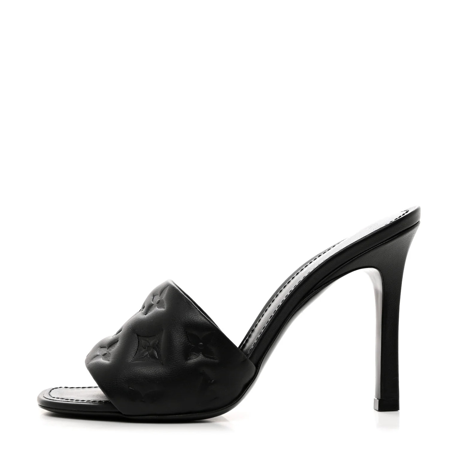 Lambskin Embossed Monogram Revival High Heel Mules 37.5 Black | FASHIONPHILE (US)