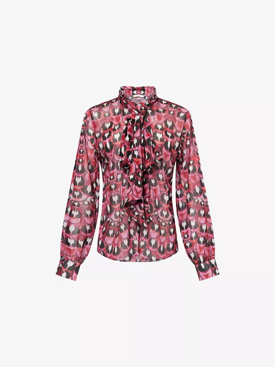 Ines Tie-Neck Printed Chiffon Blouse | Selfridges