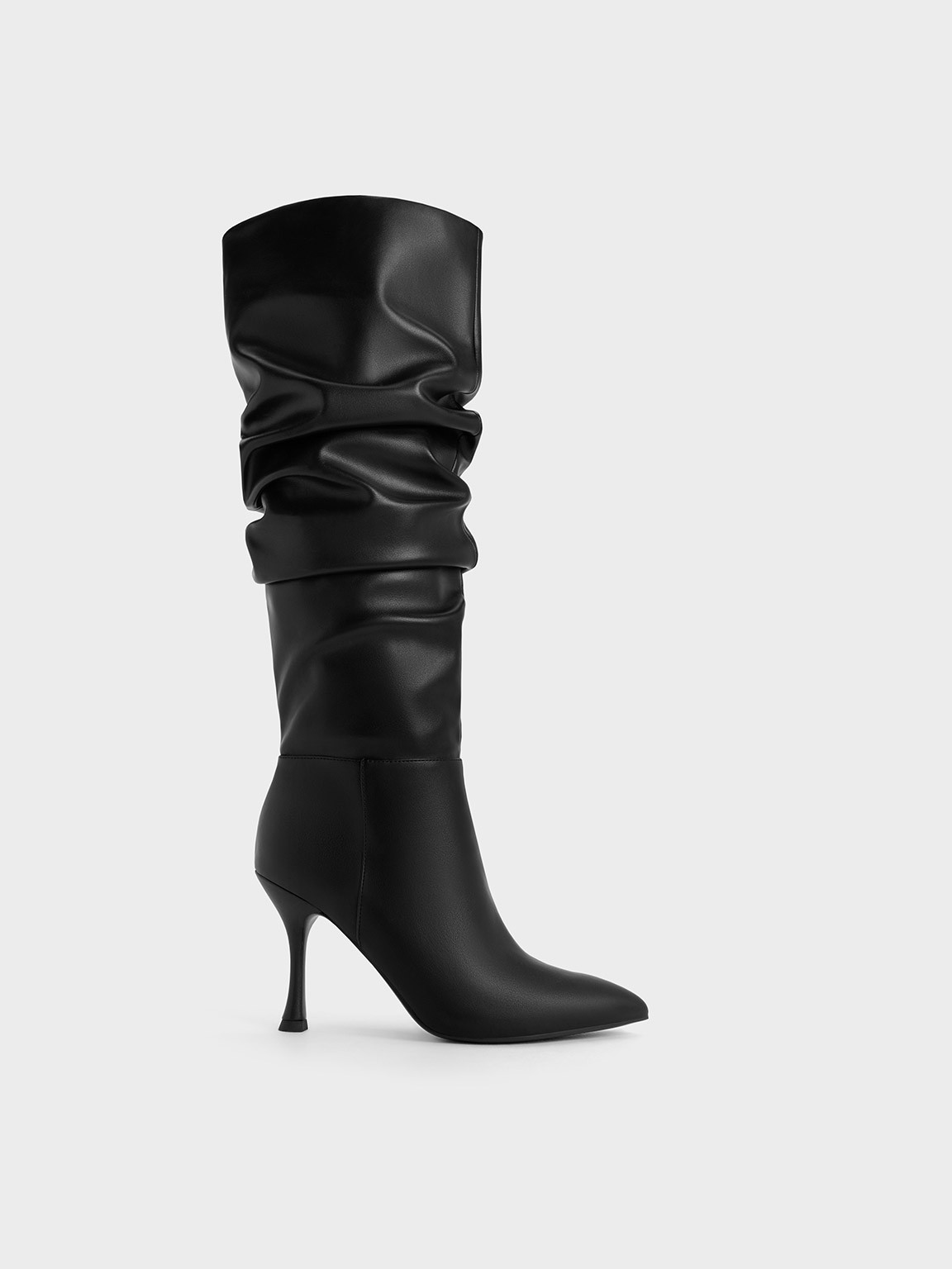 Aster Ruched Knee-High Boots
 - Black | Charles & Keith UK