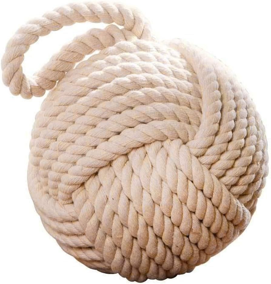 Westcharm 6" Dia. Cream Monkey Fist Rope Knot Door Stopper | Nautical Knot Door Stop | Decorative... | Amazon (US)