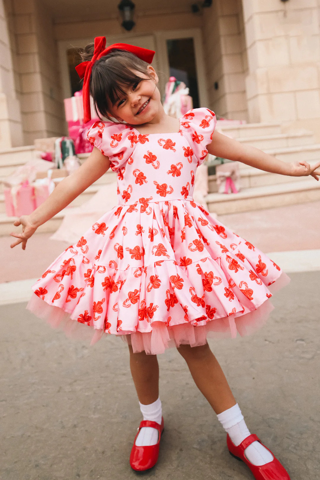 Mini Scottie Dress in Candy Canes | Ivy City Co
