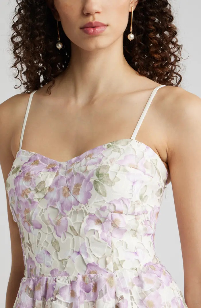 Print Lace Sleeveless Midi Dress | Nordstrom