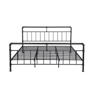 Noble House Mowry Industrial King-Size Flat Black Iron Bed Frame 54660 - The Home Depot | The Home Depot