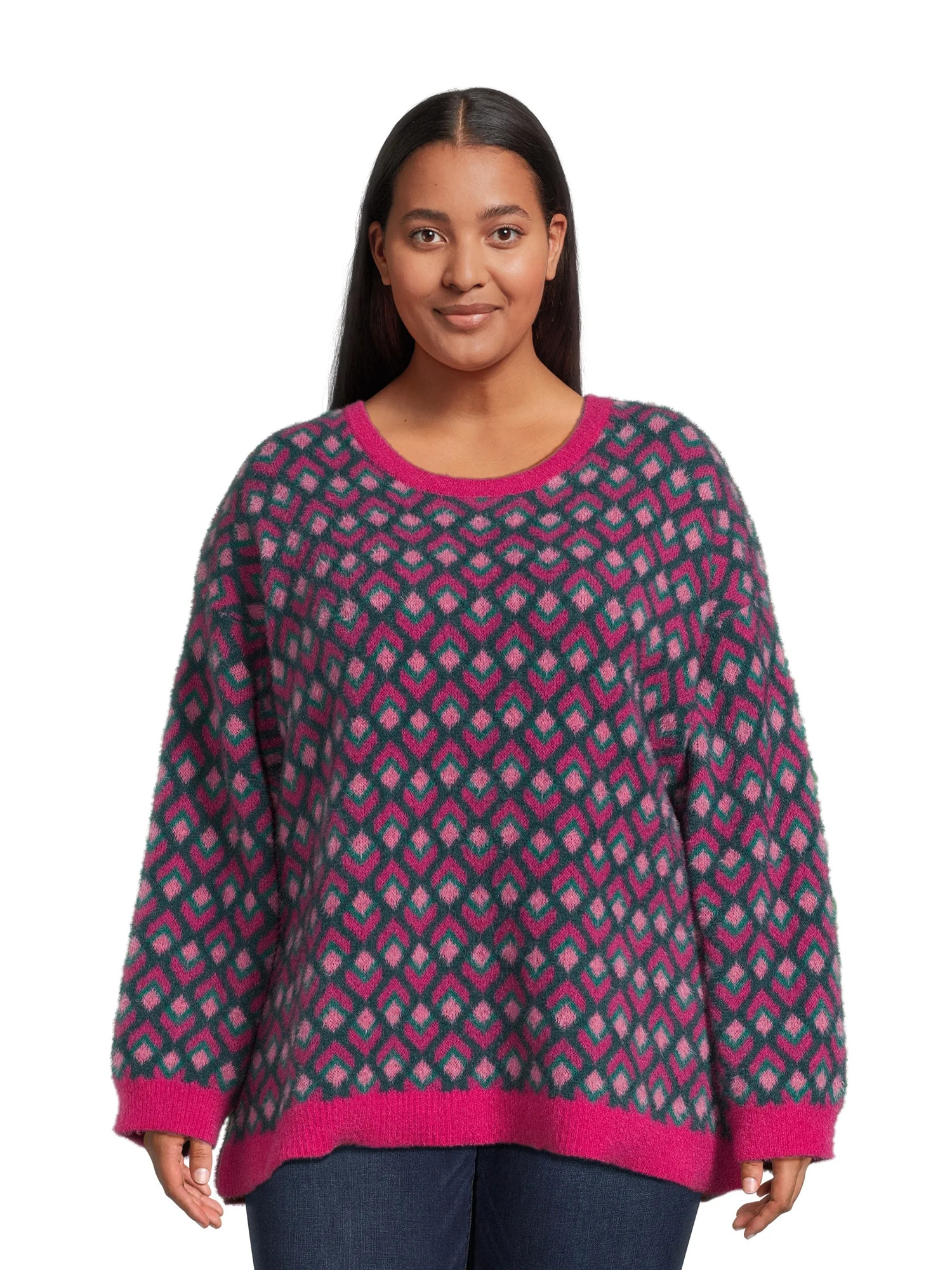 Terra & Sky Women's Plus Size Eyelash Knit Pullover Sweater, Midweight - Walmart.com | Walmart (US)