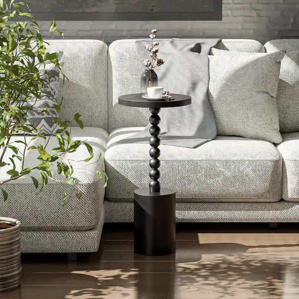 COZAYH Wood Pedestal End table, Modern Drink Table with Base, Round Martini Table for Small Space... | Bed Bath & Beyond