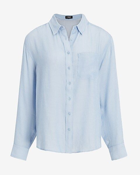 Shirred Back Boyfriend Shirt | Express