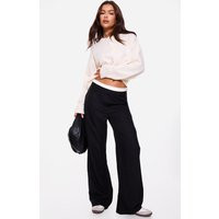 Black Contrast Double Waistband Detail Tailored Pants | PrettyLittleThing US