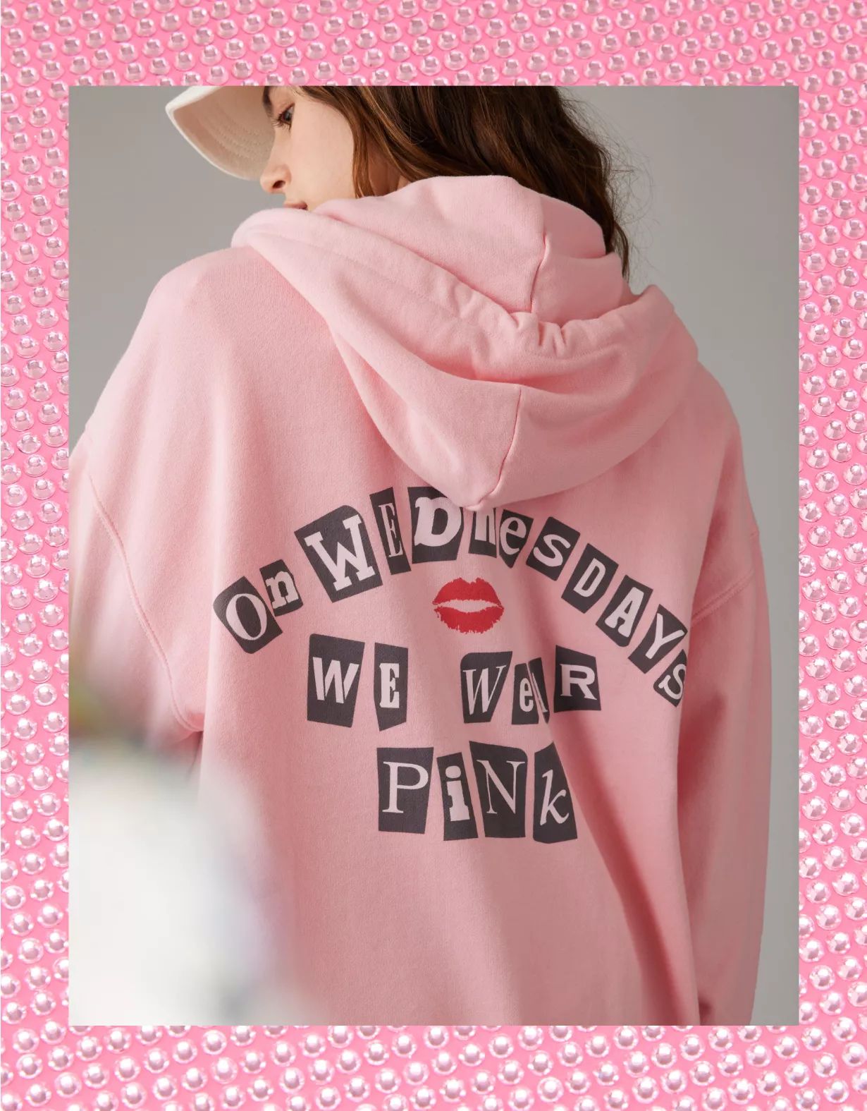 AE x Mean Girls Oversized Zip-Up Pink Hoodie | American Eagle Outfitters (US & CA)
