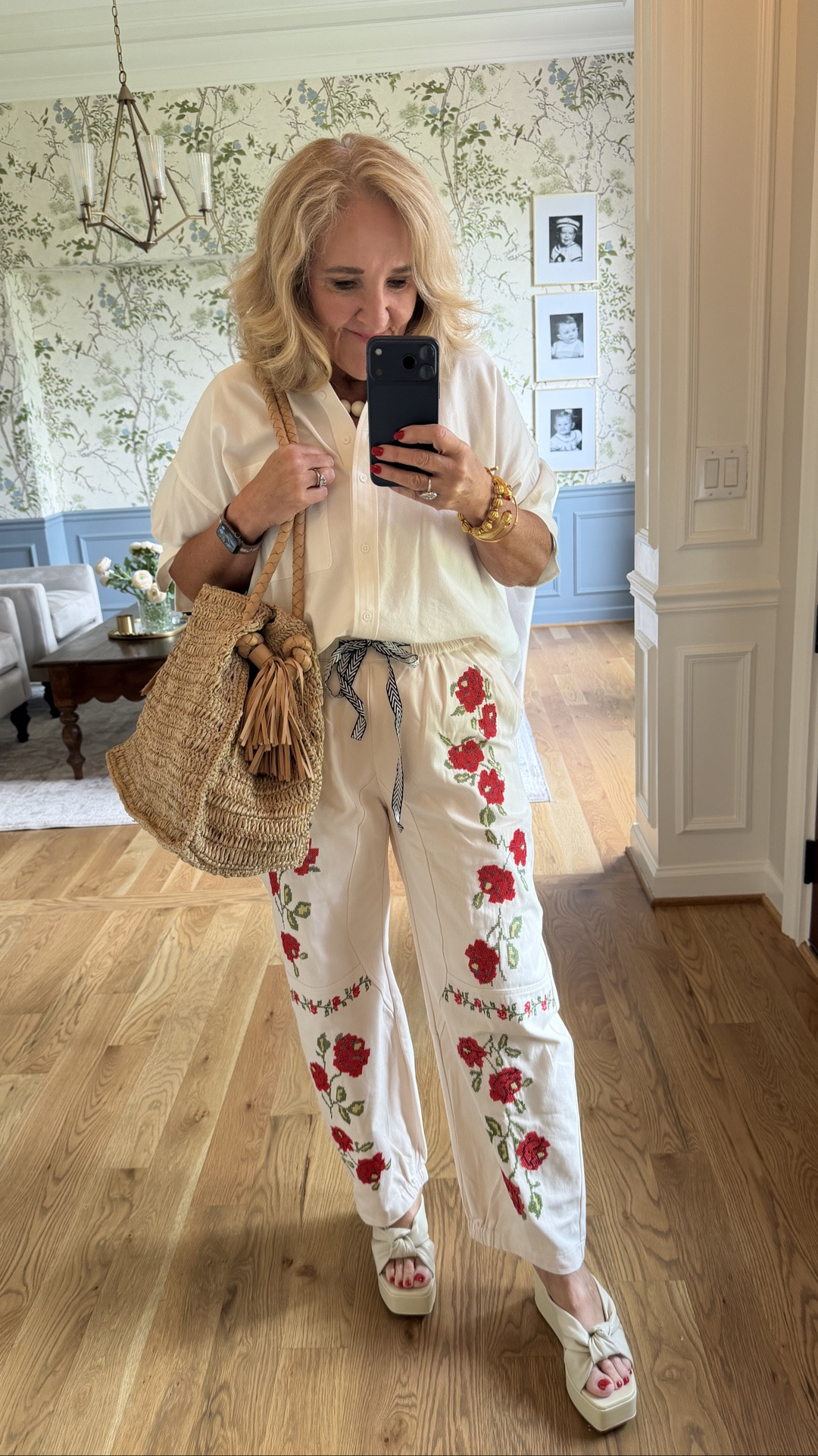 Influenced by @thebrokebrooke and love them 
Size medium in jeans 
Size small in top 
Julie Vos pieces and bauble bar 
This bag is a statement! Incredible quality. Wow.

#LTKOver40 #LTKootd
