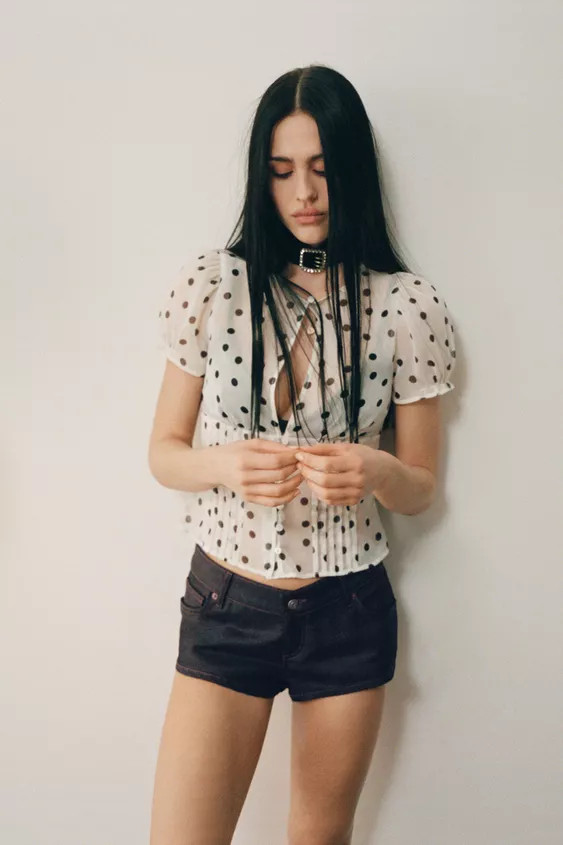 SEMI-SHEER GEORGETTE TOP | Zara UK