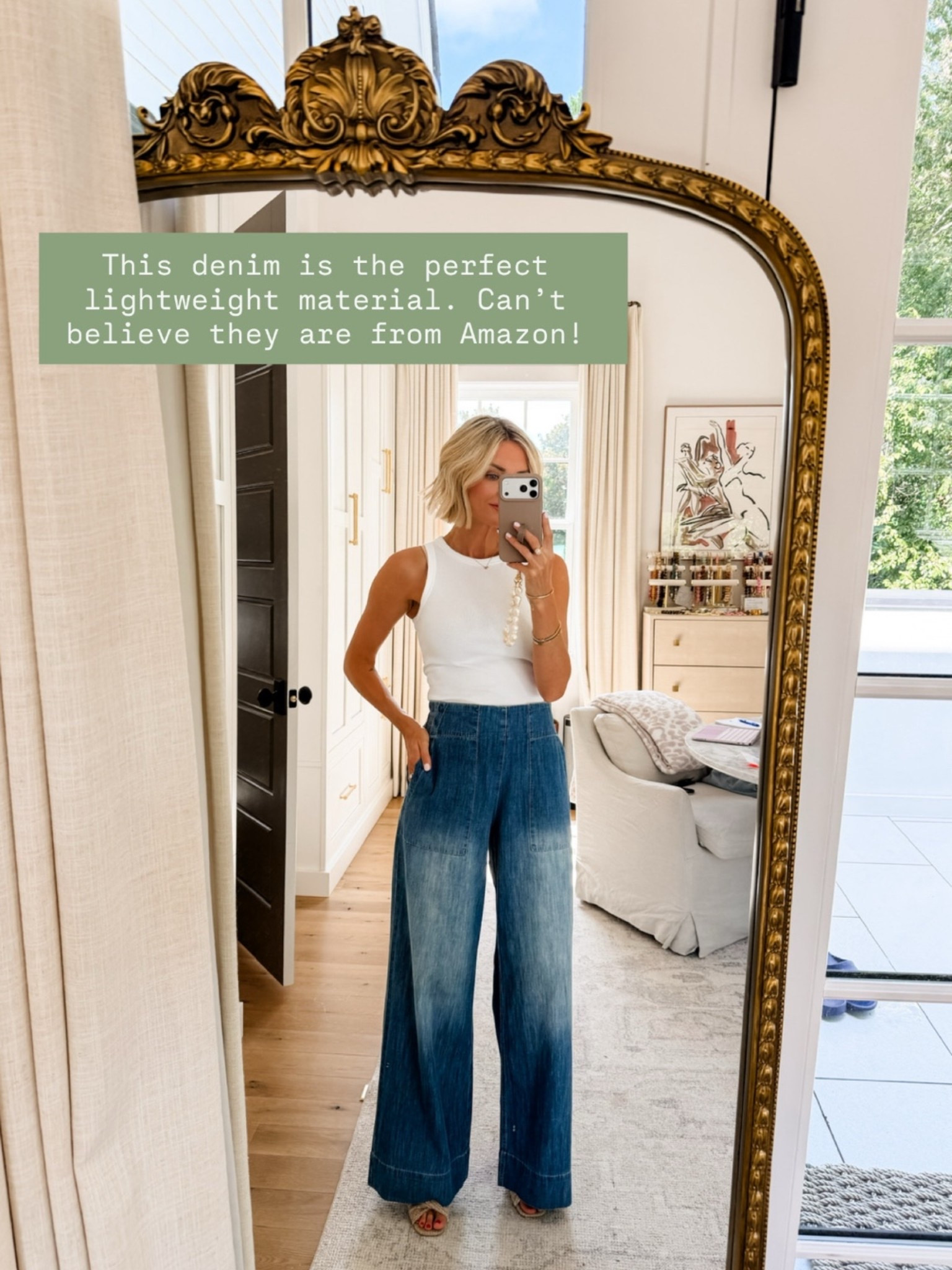 Can’t get over how good this denim is! Love the wide leg and wash so much! Wearing S in tank and jeans

Loverly grey, Amazon fashion, how to style white tank, affordable blue jeans women, classic capsule wardrobe

#LTKSeasonal