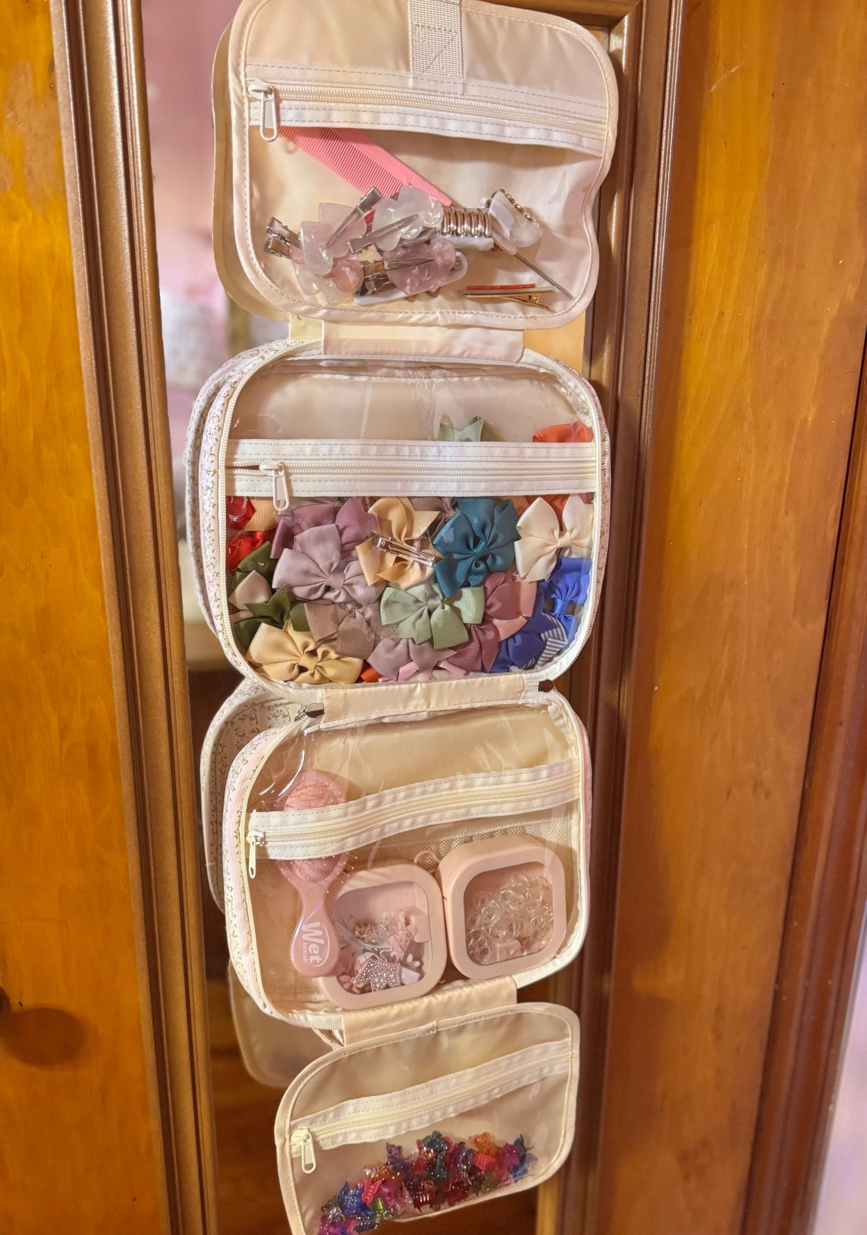 This travel hair bag has been a lifesaver! Having a toddler who never sits still can make hair challenging. However, when everything‘s easy to grab and go, helps the process.

She’s really enjoyed being able to pick out what color bow she wants to wear. And is obsessed with her butterfly clips.

Below are the links to everything! Happy spring!🎀😊🦋

#LTKBeauty #LTKKids #LTKmomlife