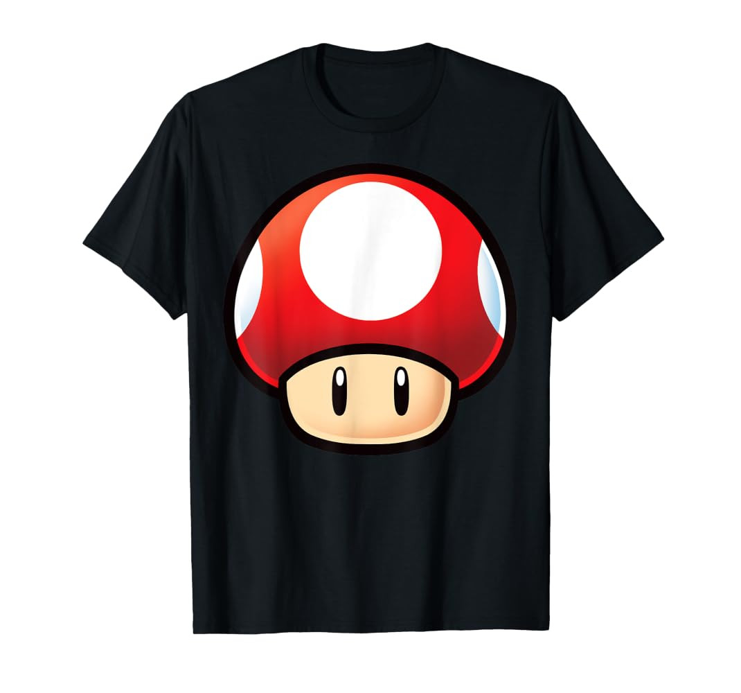 Super Mario Red Mushroom Big Face T-Shirt | Amazon (US)