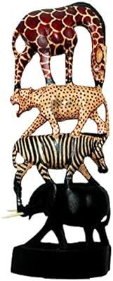MISC 1 Piece Safari Themed Wood Statue African Sculpture Exotic Animals Figurine Zebra Giraffe Ch... | Amazon (US)