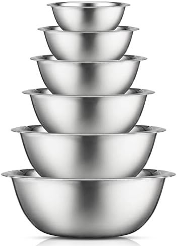 Amazon.com: JoyJolt Stainless Steel Mixing Bowl Set of 6 Mixing Bowls. 5qt Large Mixing Bowl to 0... | Amazon (US)
