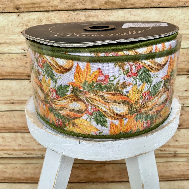 2.5-inch Fall Squash Wired Ribbon Farrisilk Luxury Ribbon for Wreaths Swags Bow Making Designer F... | Etsy (US)