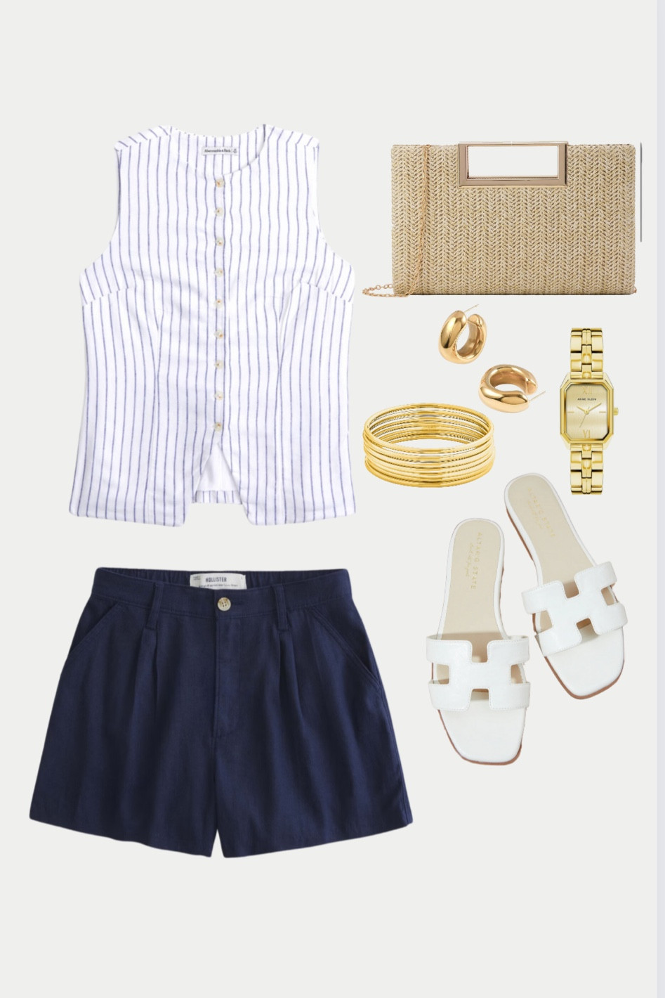 4th of july outfit inspo🇺🇸❤️ linen vest and shorts with gold jewelry 

#LTKSeasonal #LTKFindsUnder100 #LTKSummerSales