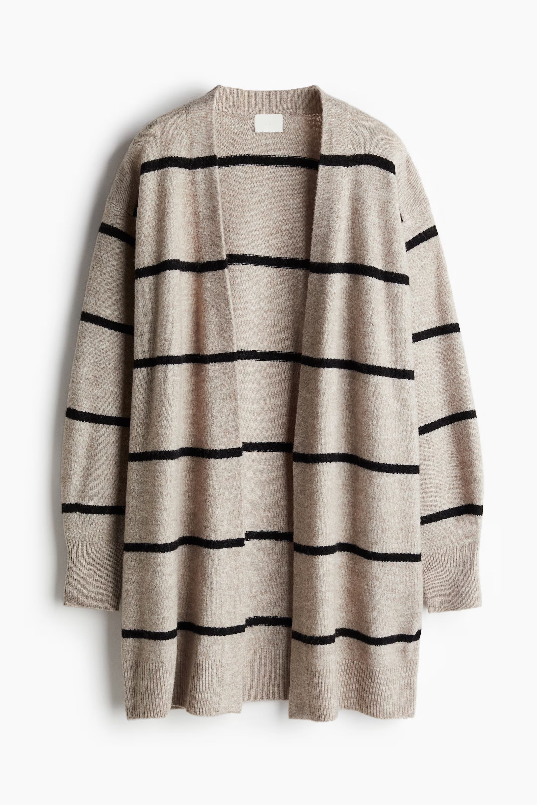 Long Cardigan - V-neck - Long sleeve - Light beige melange/striped - Ladies | H&M US | H&M (US + CA)