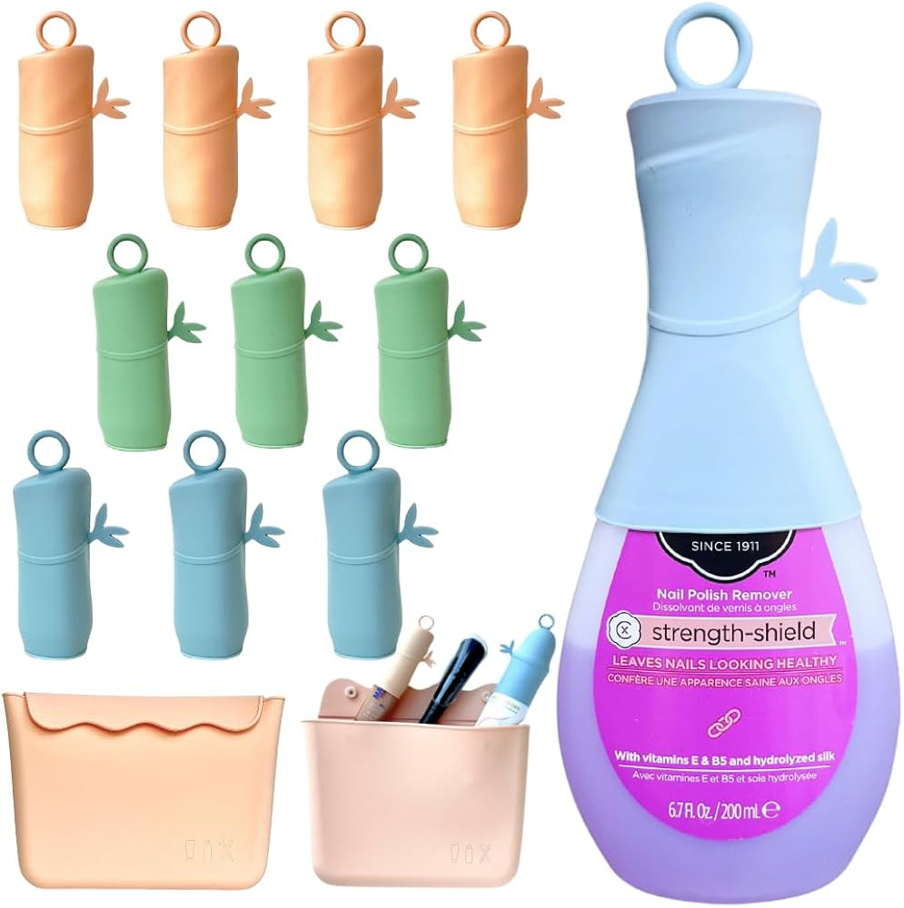 10 Pack Silicone Bottle Covers for travel and Silicone Bag, Travel Essentials for Women Men, Trav... | Amazon (US)