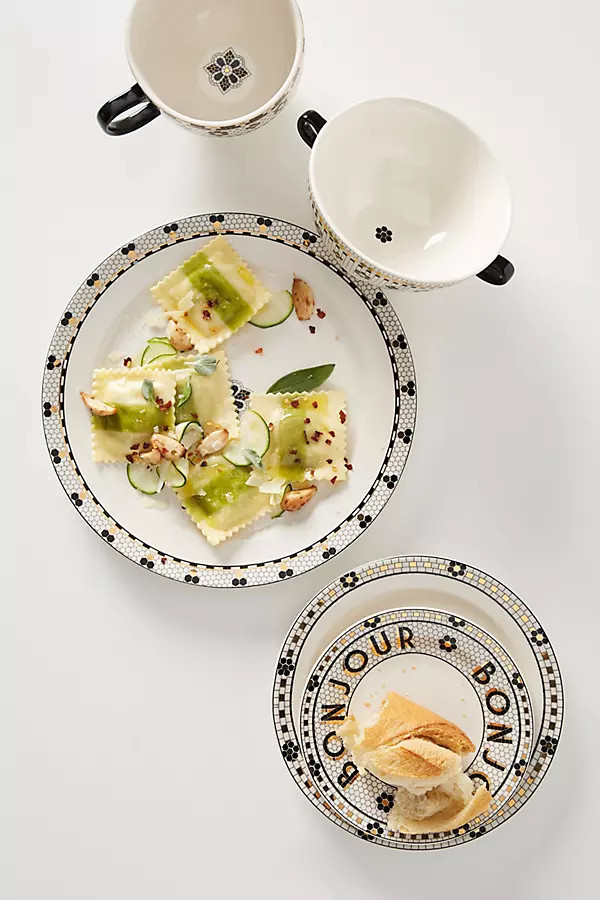 Bistro Tile Stoneware 24k Gold Accent Dinner Plates, Set of 4 | Anthropologie (US)