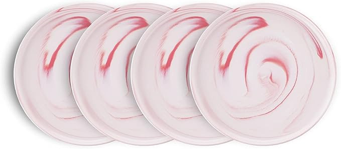 Stone lain Brighton Porcelain Plates, 4 Count, Marbled White and Pink | Amazon (US)