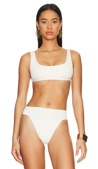 Abbey Reversible Bikini Top in Vanilla Stripe & Vanilla | Revolve Clothing (Global)