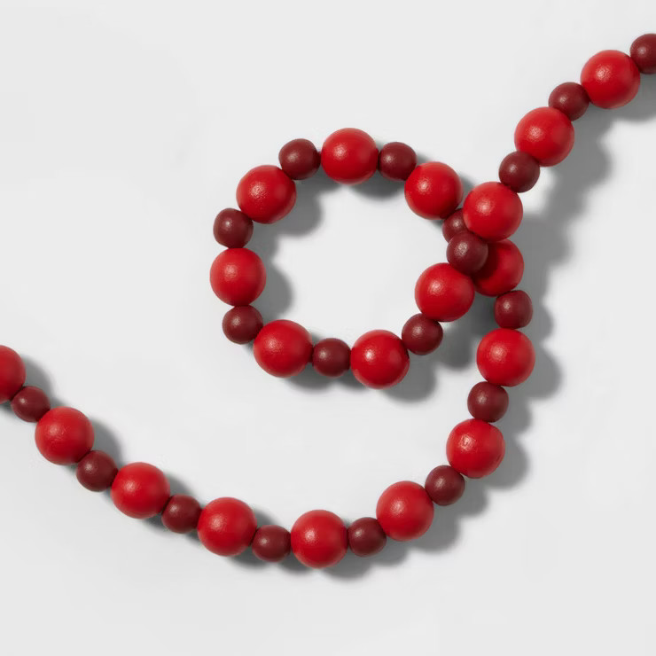 72" Decorative Wooden Bead Garland Red - Wondershop™ | Target