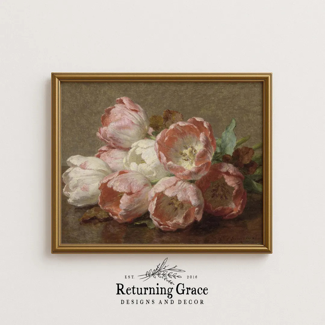 Vintage Floral Art, Farmhouse Art Print, Cottagecore Art, Spring Art (digital Download), Pink and... | Etsy (US)