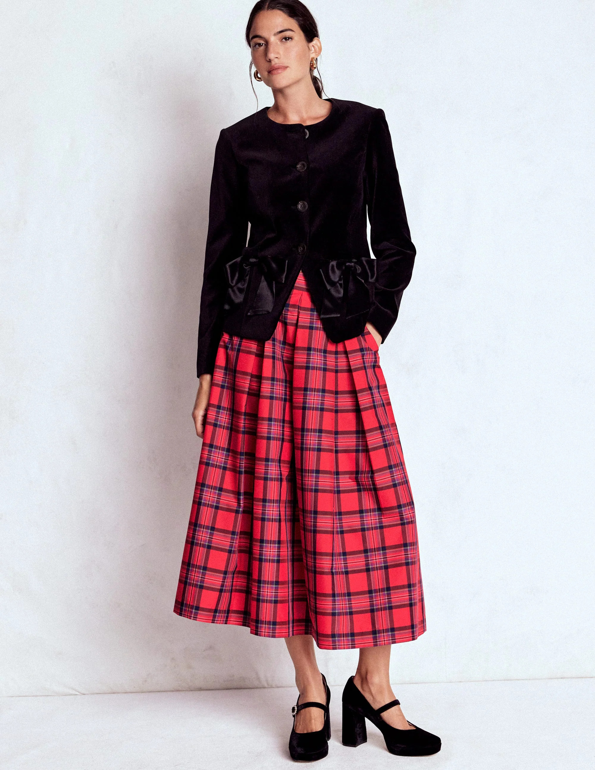 Verity Tartan Midi Skirt-Red, Navy & Purple Brand Check | Boden (US)