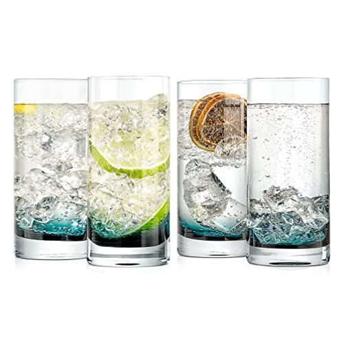 NutriChef 12.5oz Highball Glasses - 4pc Tall Glass Set, Water Glasses, Drinking Glasses, Bar Glassware And Cocktail Mixed Drinks Set, Dishwasher Safe | Amazon (US)