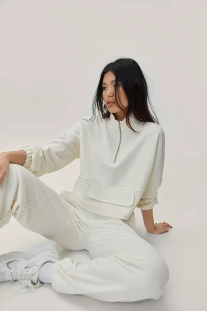 Utility High Neck Long Sleeved Cropped Sweatshirt | Boohoo.com (US & CA)