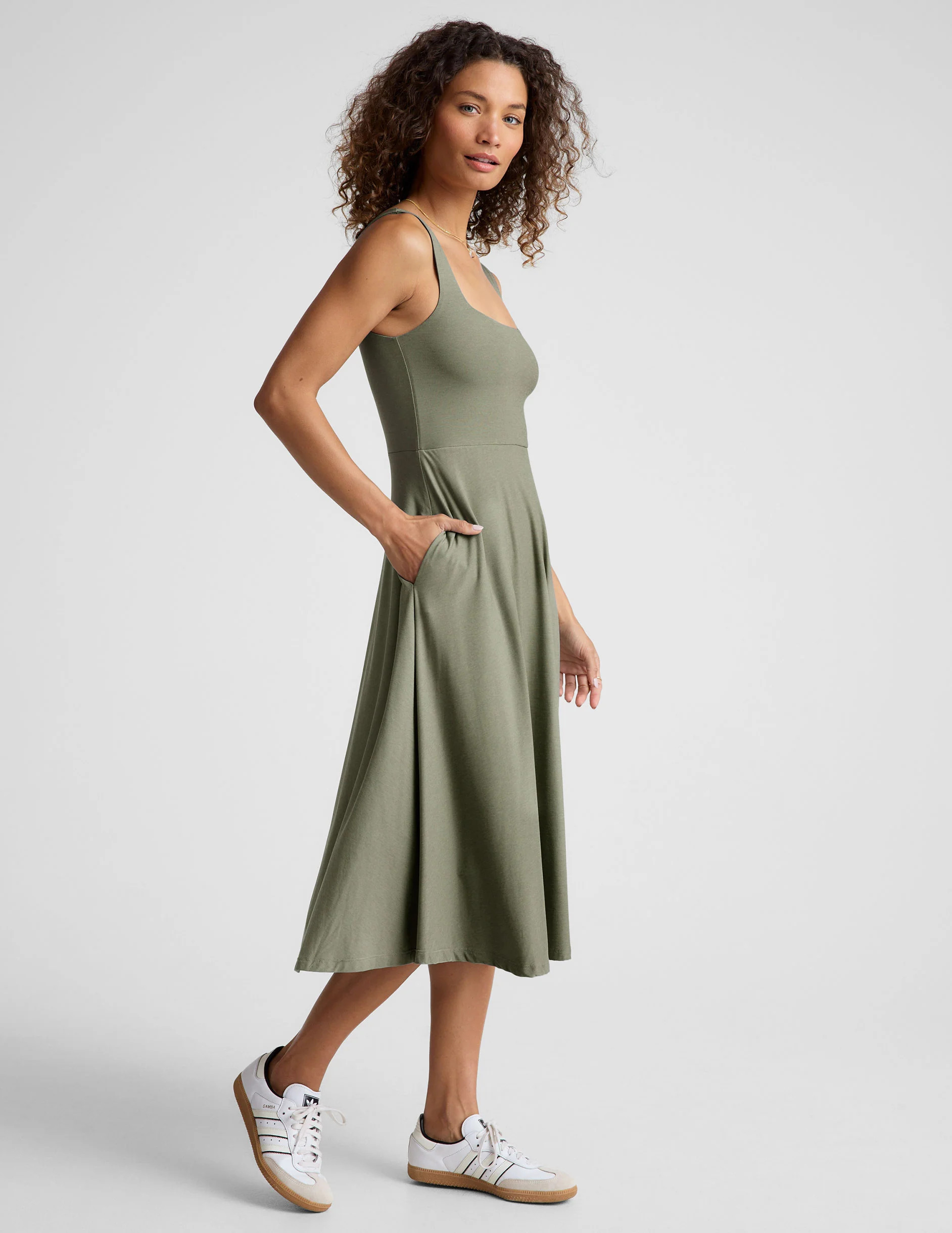 Featherweight At The Ready Square Neck Dress | Beyond Yoga | Beyond Yoga
