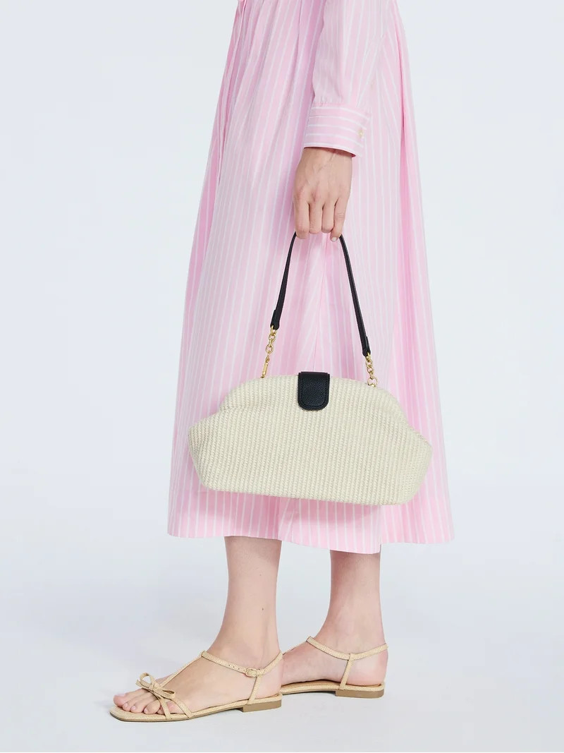 Free Assembly Women's Textured Clutch Handbag, Straw | Walmart (US)