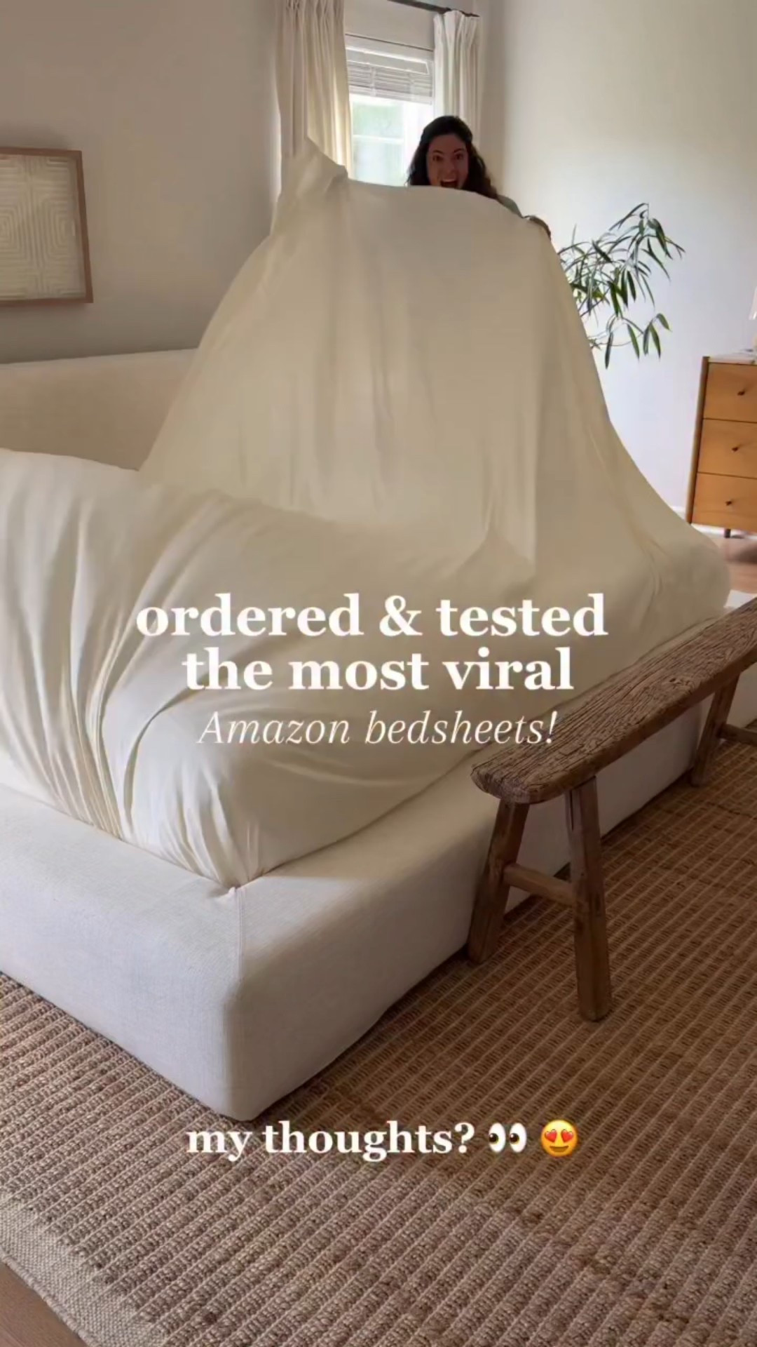 Drop “SHEETS” below to snag these luxurious bedsheets from AMAZON!😍🤎 the best upgrade to your bedroom! These sheets come in SO many colors like this golden ivory- cooling, extra deep for thick mattress, overall THE perfect bedsheet! 🥰 
🎉Make sure you’re following to receive!