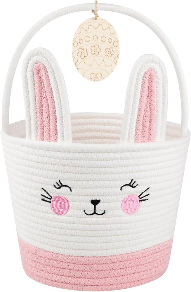 Personalized Easter Basket for Toddler, Woven Baby Easter Gifts basket with Handle, Empty Bunny E... | Amazon (US)