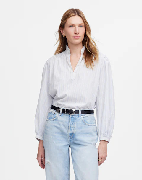 Ruffled Popover Top in Stripe | Madewell