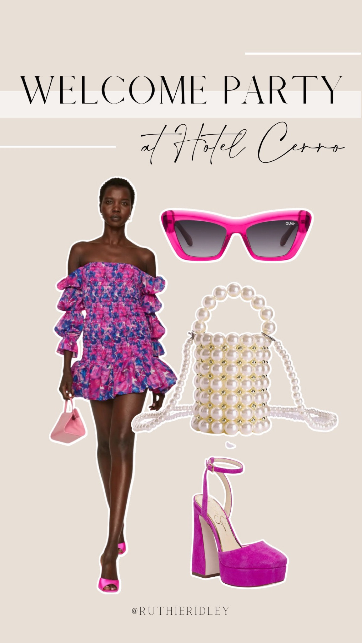 In SLO for the week!! Starting the week strong with this gorgeous dress! Rent the Runway dress with Nordstrom heels and Quay sunglasses