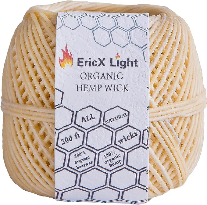 EricX Light Beeswax Hemp Wick,200 ft Spool, Organic Hemp Wick Well Coated with Beeswax,Standard S... | Amazon (US)