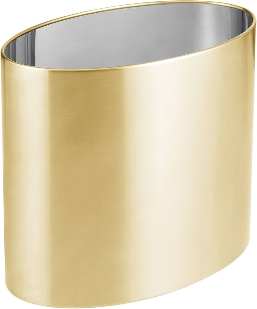 mDesign Stainless Steel Metal Oval Trash Can, Small 2.09 Gallon Wastebasket, Garbage Basket Bin f... | Amazon (US)