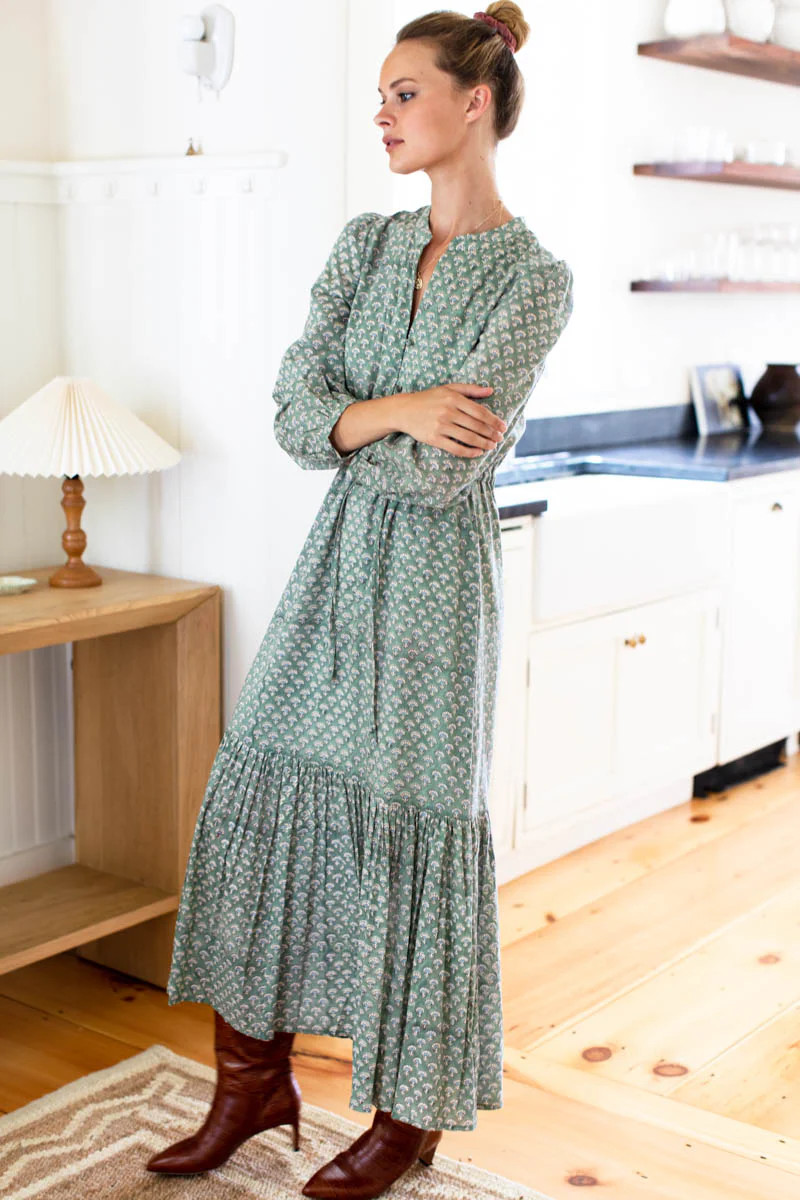Frances Dress 3 - Day Flowers Juniper Organic | Emerson Fry