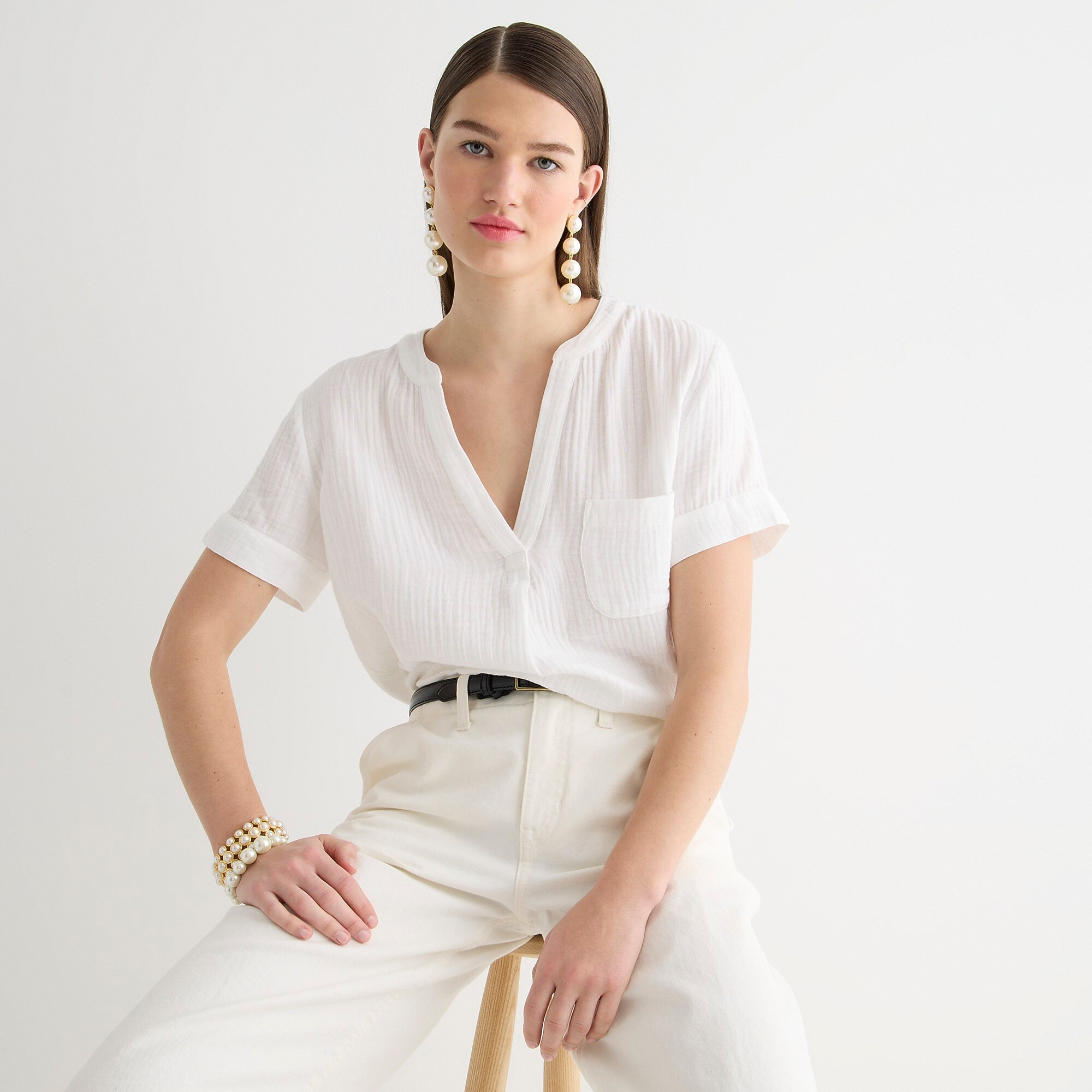 V-neck soft gauze popover | J. Crew US