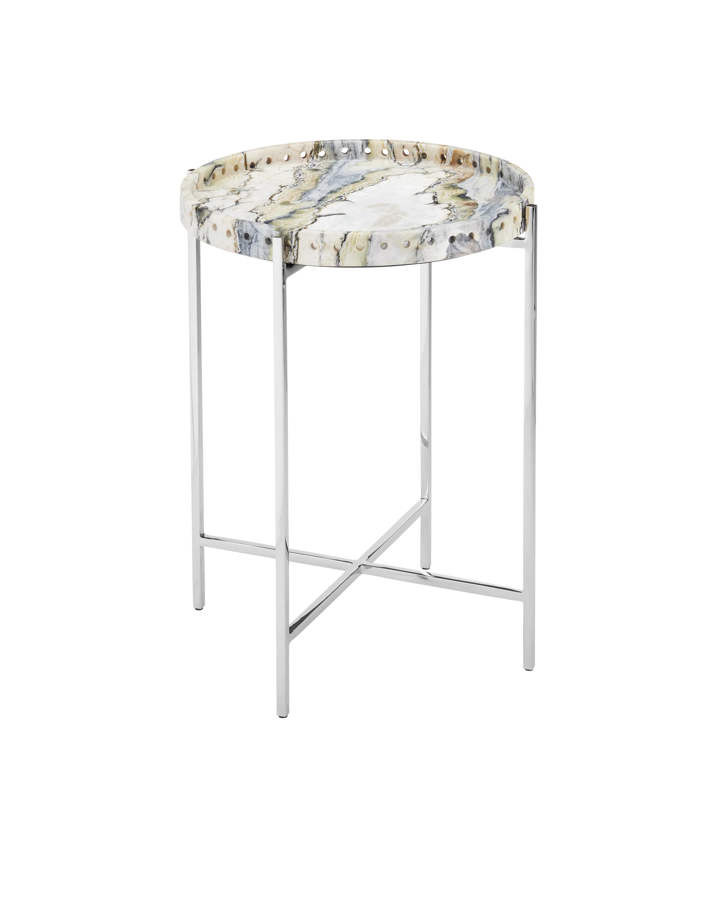 Freya Floral Jade Marble Accent Table | Outrageous Interiors + Design