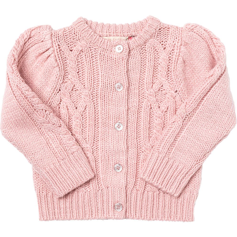 Girls Cable Constance Sweater- Dusty Rose | Maisonette