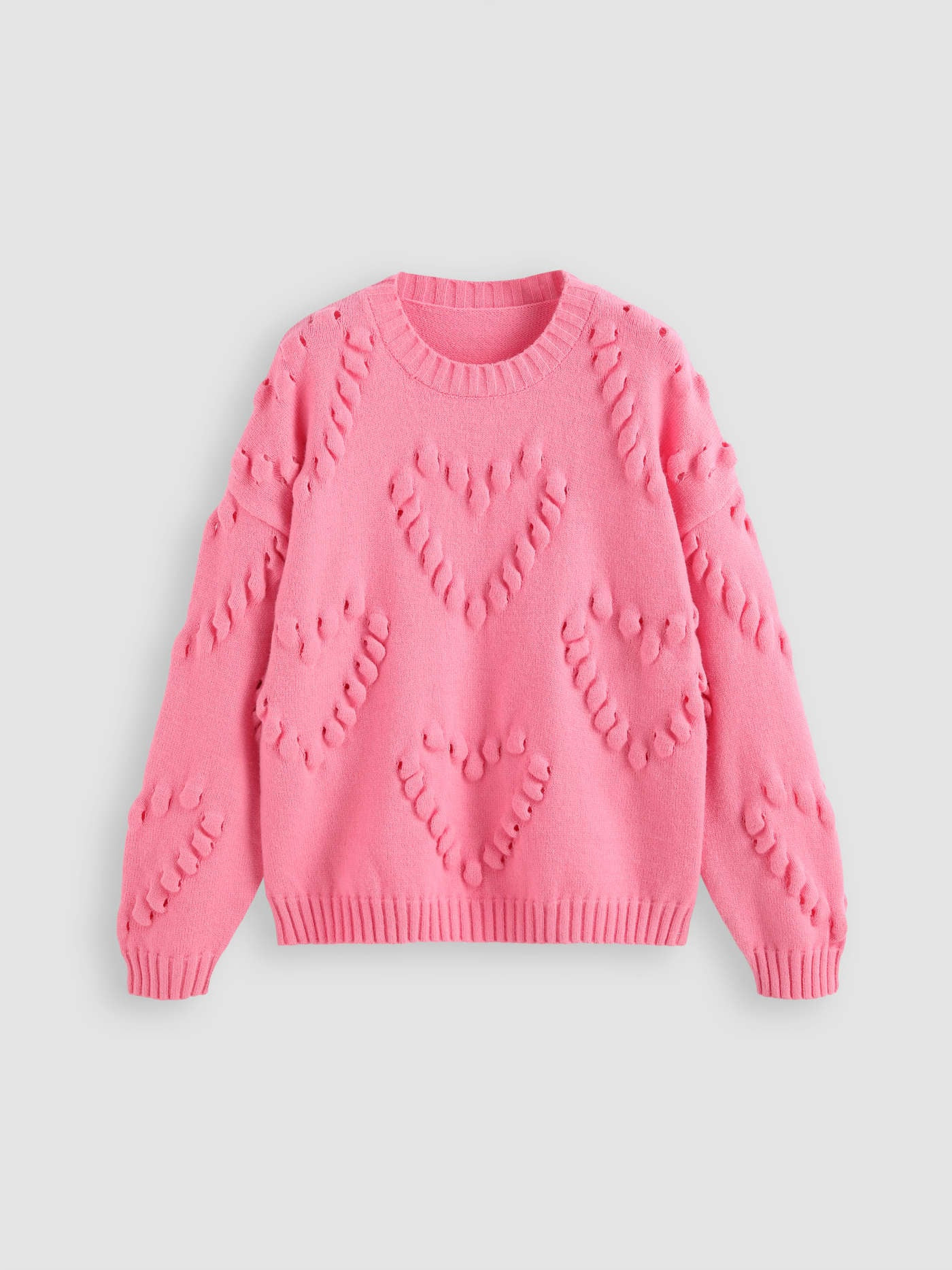 Christmas Knit Fabric Heart Pattern Texture Sweater For School Work | Cider