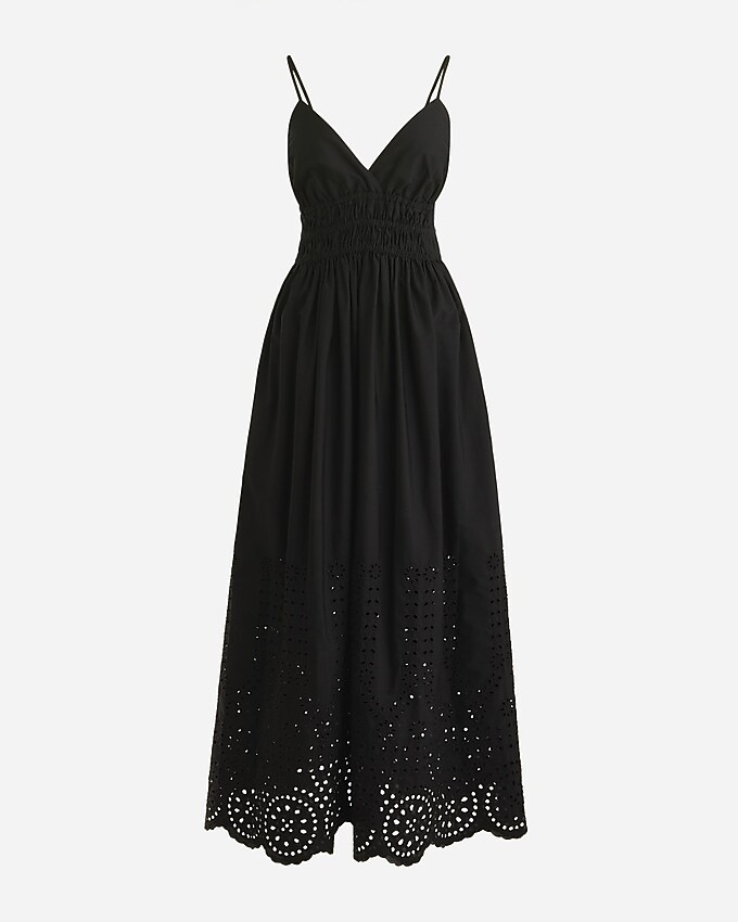 Petite smocked eyelet-hem dress in cotton poplin | J. Crew US