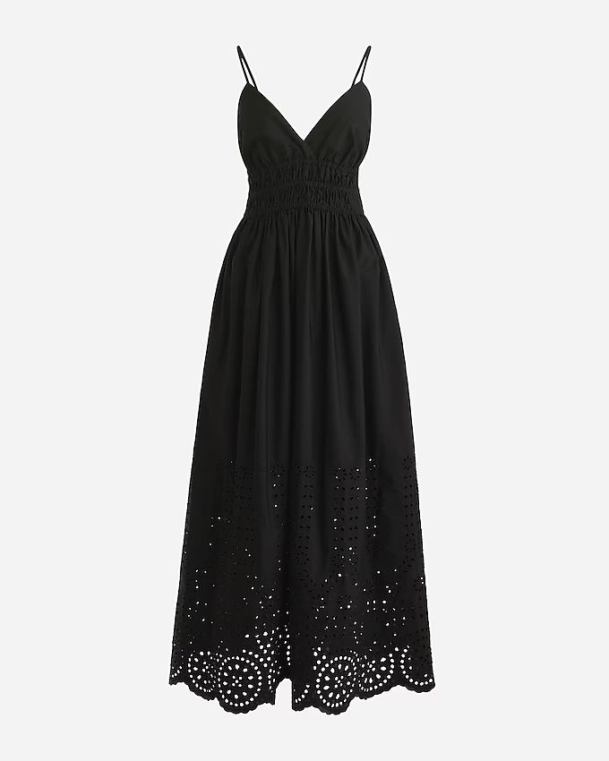 Petite smocked eyelet-hem dress in cotton poplin | J.Crew US
