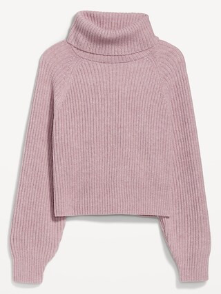 Cropped Shaker-Stitch Turtleneck Sweater for Women | Old Navy (US)