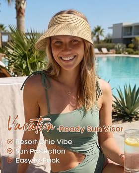 FURTALK Sun Visor Hats for Women Wide Brim Straw Visors Womens Foldable Beach Visors Summer Packa... | Amazon (US)