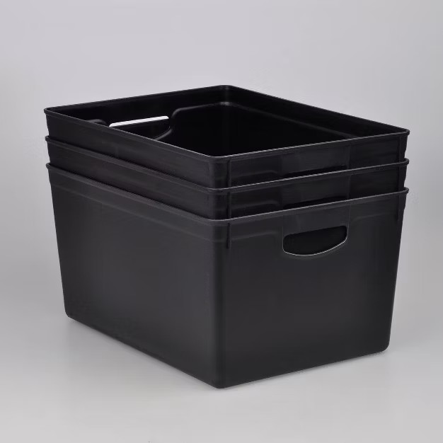 3ct Large Plastic Rectangle Storage Bin Black - Bullseye's Playground™ | Target